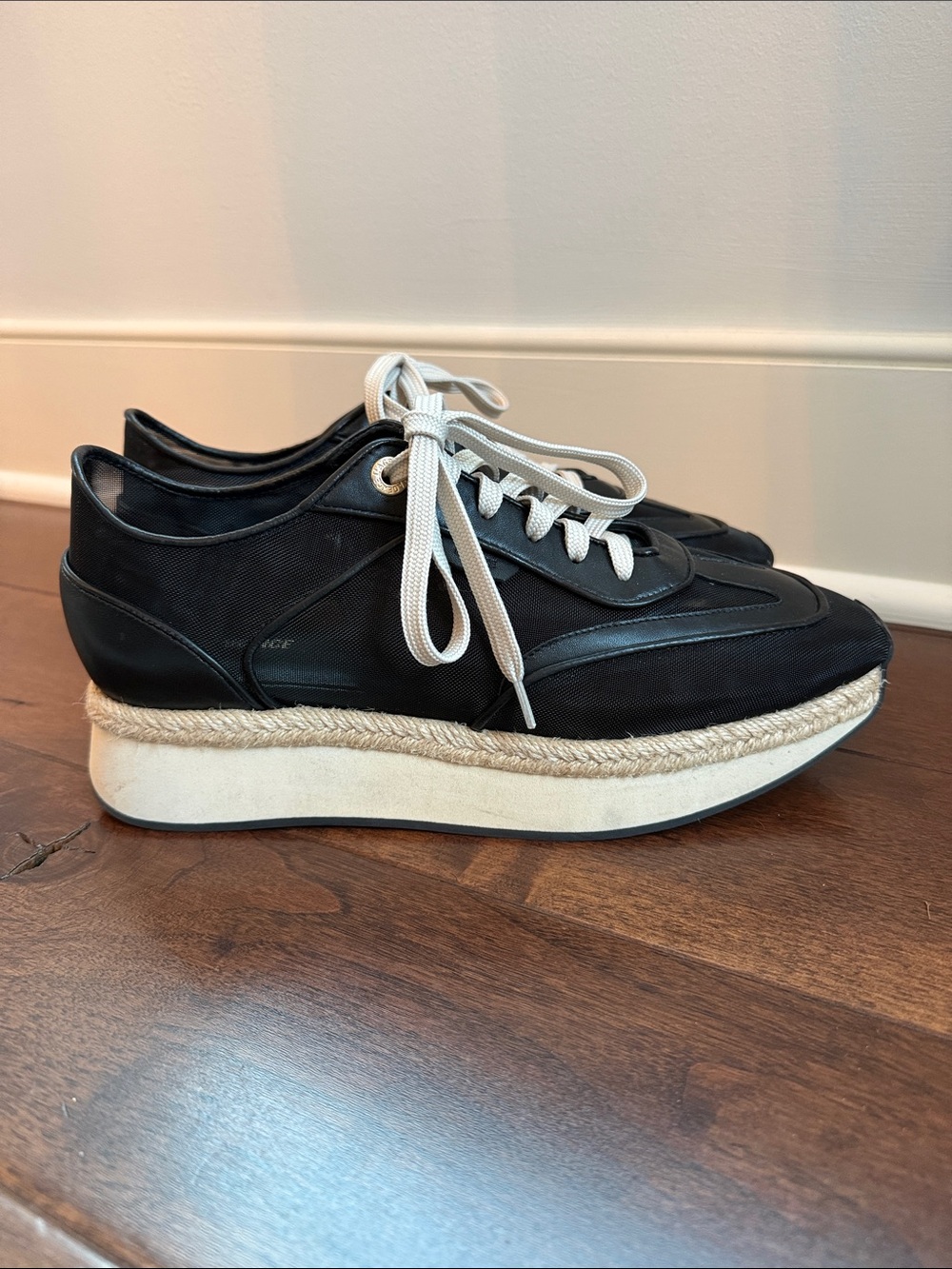 L’agence Iris Mesh Platform Lace-Up Sneakers with Rope Trim size 9